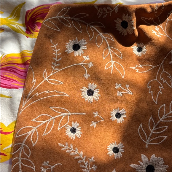Floral Embroidered Orange-Tan Skirt - Picture 2 of 3